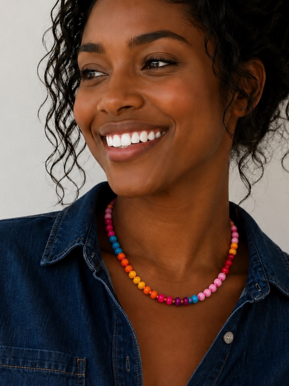 New! Preppy Colorful Beaded Dopamine Necklace NWOT 5037